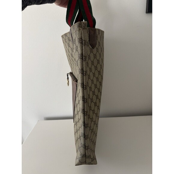 Authentic Vintage GUCCI Oversized Canvas Tote, Sherry Line GG MONOGRAM Leather - Picture 12 of 16